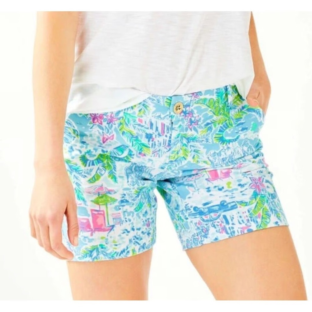 Lilly Pulitzer Callahan Knit Short Gustavia Green Sunshine City Size